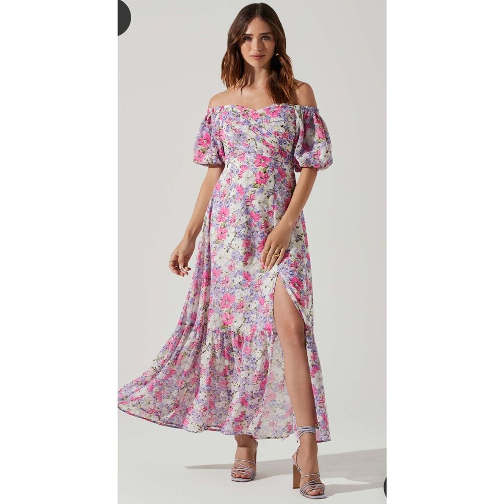 Astr Floral Off-Shoulder Maxi Dress